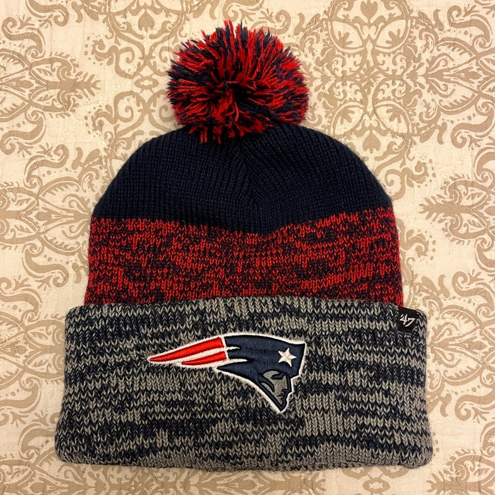 New England Patriots stocking cap / hat / beanie, Navy Blue, Red, & Gray